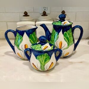 Talavera Colorful Ceramic Tea Set with Floral Design